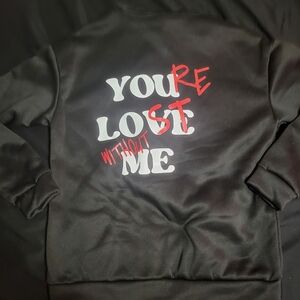 BLACK HOODIE WITH SAYING